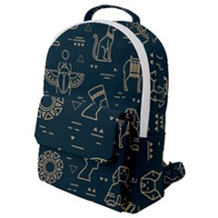 Dark Seamless Pattern Symbols Landmarks Signs Egypt Flap Pocket Backpack (small)