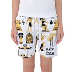 Egypt Symbols Decorative Icons Set Women s Basketball Shorts by Wegoenart