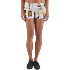 Egypt Symbols Decorative Icons Set Yoga Shorts by Wegoenart