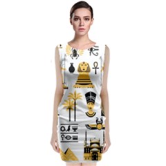 Egypt Symbols Decorative Icons Set Classic Sleeveless Midi Dress