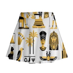 Egypt Symbols Decorative Icons Set Mini Flare Skirt by Wegoenart