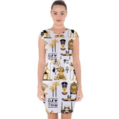 Egypt Symbols Decorative Icons Set Capsleeve Drawstring Dress  by Wegoenart