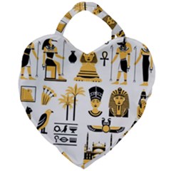 Egypt Symbols Decorative Icons Set Giant Heart Shaped Tote by Wegoenart