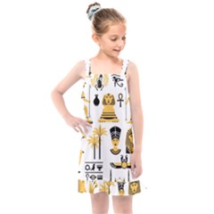 Egypt Symbols Decorative Icons Set Kids  Overall Dress by Wegoenart