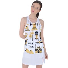 Egypt Symbols Decorative Icons Set Racer Back Mesh Tank Top