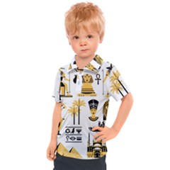 Egypt Symbols Decorative Icons Set Kids  Polo Tee