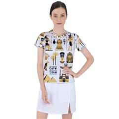 Egypt Symbols Decorative Icons Set Women s Sports Top by Wegoenart