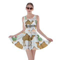 Camels Cactus Desert Pattern Skater Dress by Wegoenart