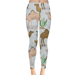 Camels Cactus Desert Pattern Leggings  by Wegoenart