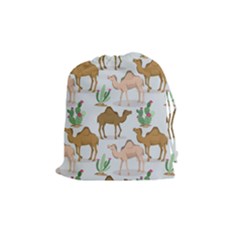 Camels Cactus Desert Pattern Drawstring Pouch (medium) by Wegoenart