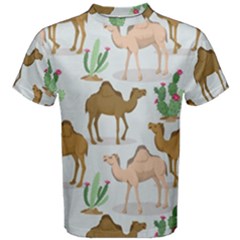 Camels Cactus Desert Pattern Men s Cotton Tee by Wegoenart