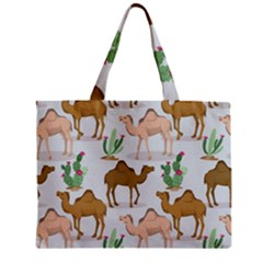 Camels Cactus Desert Pattern Zipper Mini Tote Bag by Wegoenart