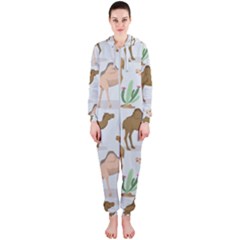 Camels Cactus Desert Pattern Hooded Jumpsuit (ladies)  by Wegoenart