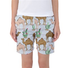 Camels Cactus Desert Pattern Women s Basketball Shorts by Wegoenart