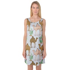 Camels Cactus Desert Pattern Sleeveless Satin Nightdress by Wegoenart