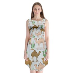 Camels Cactus Desert Pattern Sleeveless Chiffon Dress  