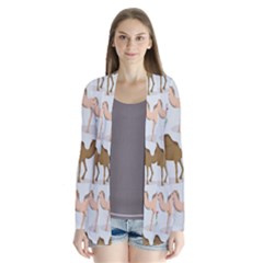 Camels Cactus Desert Pattern Drape Collar Cardigan by Wegoenart