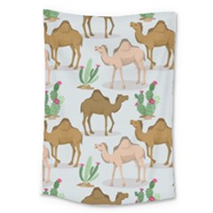 Camels Cactus Desert Pattern Large Tapestry by Wegoenart