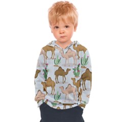 Camels Cactus Desert Pattern Kids  Overhead Hoodie by Wegoenart