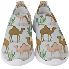 Camels Cactus Desert Pattern Kids  Slip On Sneakers by Wegoenart