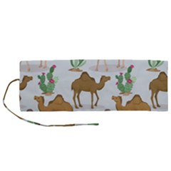 Camels Cactus Desert Pattern Roll Up Canvas Pencil Holder (m) by Wegoenart