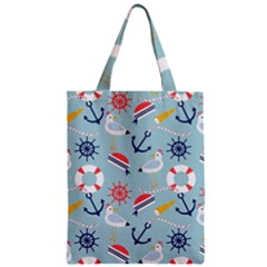 Nautical Marine Symbols Seamless Pattern Zipper Classic Tote Bag by Wegoenart