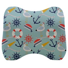 Nautical Marine Symbols Seamless Pattern Velour Head Support Cushion