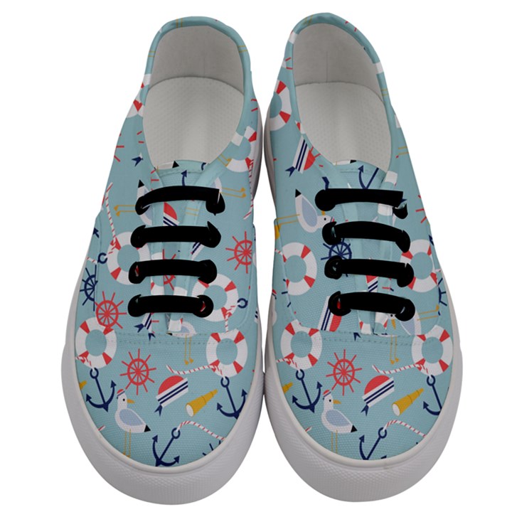 Nautical Marine Symbols Seamless Pattern Men s Classic Low Top Sneakers