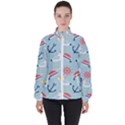 Nautical Marine Symbols Seamless Pattern Women s High Neck Windbreaker View1