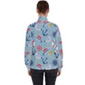 Nautical Marine Symbols Seamless Pattern Women s High Neck Windbreaker View2