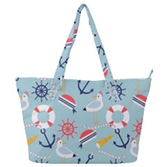 Nautical Marine Symbols Seamless Pattern Full Print Shoulder Bag by Wegoenart