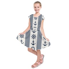 Nautical Seamless Pattern Vector Illustration Kids  Short Sleeve Dress by Wegoenart