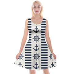 Nautical Seamless Pattern Vector Illustration Reversible Velvet Sleeveless Dress by Wegoenart