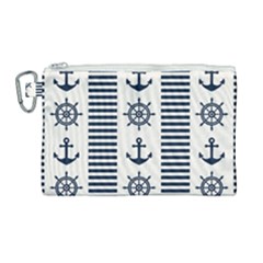 Nautical Seamless Pattern Vector Illustration Canvas Cosmetic Bag (large)