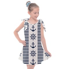 Nautical Seamless Pattern Vector Illustration Kids  Tie Up Tunic Dress by Wegoenart