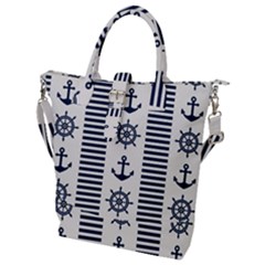 Nautical Seamless Pattern Vector Illustration Buckle Top Tote Bag by Wegoenart