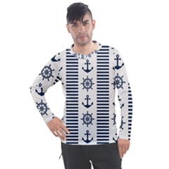 Nautical Seamless Pattern Vector Illustration Men s Pique Long Sleeve Tee