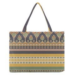 Seamless Pattern Egyptian Ornament With Lotus Flower Zipper Medium Tote Bag by Wegoenart