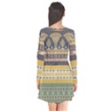 Seamless Pattern Egyptian Ornament With Lotus Flower Long Sleeve V-neck Flare Dress View2