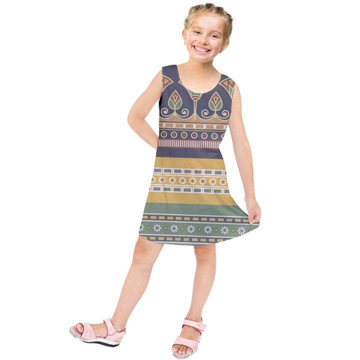 Seamless Pattern Egyptian Ornament With Lotus Flower Kids  Tunic Dress