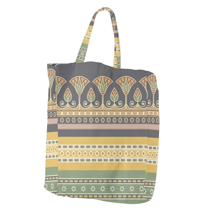 Seamless Pattern Egyptian Ornament With Lotus Flower Giant Grocery Tote