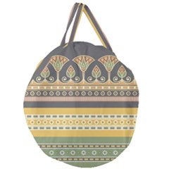 Seamless Pattern Egyptian Ornament With Lotus Flower Giant Round Zipper Tote by Wegoenart