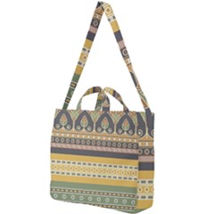 Seamless Pattern Egyptian Ornament With Lotus Flower Square Shoulder Tote Bag by Wegoenart