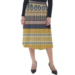 Seamless Pattern Egyptian Ornament With Lotus Flower Classic Velour Midi Skirt  by Wegoenart