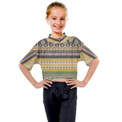 Seamless Pattern Egyptian Ornament With Lotus Flower Kids Mock Neck Tee