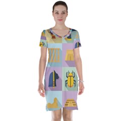 Egypt Icons Set Flat Style Short Sleeve Nightdress by Wegoenart