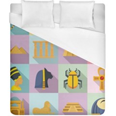 Egypt Icons Set Flat Style Duvet Cover (california King Size) by Wegoenart