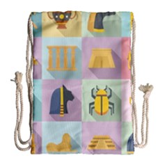 Egypt Icons Set Flat Style Drawstring Bag (large) by Wegoenart