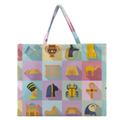 Egypt Icons Set Flat Style Zipper Large Tote Bag by Wegoenart