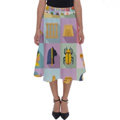 Egypt Icons Set Flat Style Perfect Length Midi Skirt by Wegoenart